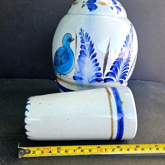 Signed Tonala Mexico GC Pottery Jug Mug Set Vintage Ceramic Hand Painted Blue - Picture 13 of 15